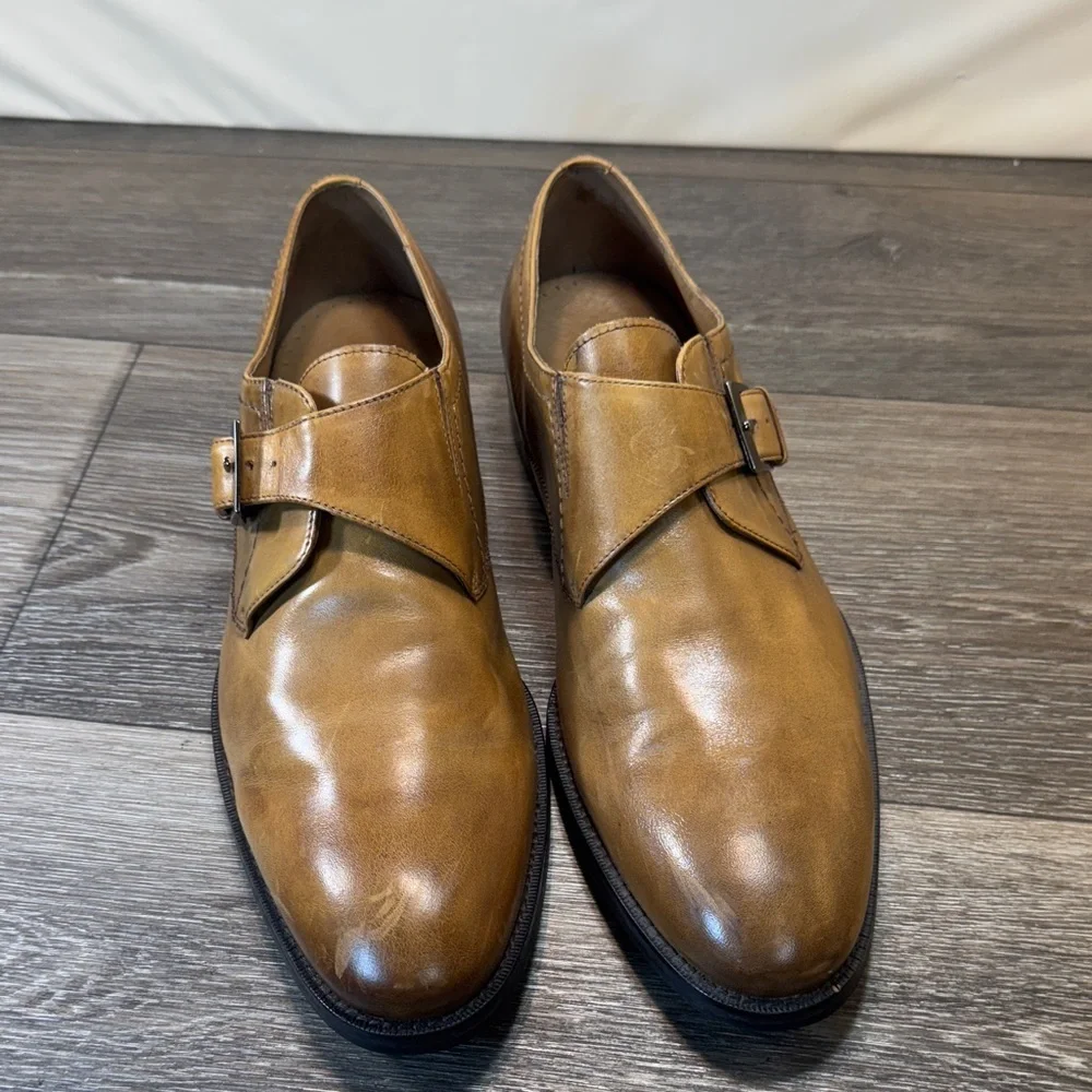 Johnston&Morphy Brown Leather buckle Shoes size 11 medium (j177)